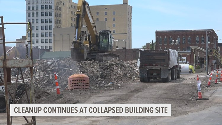 Cleanup continues at collapsed building site