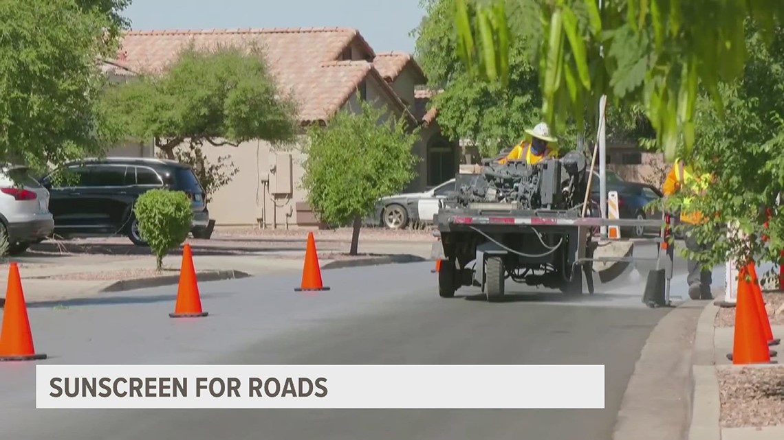 Phoenix installs 'cool pavement,' a grey coating on roads to reduce heat