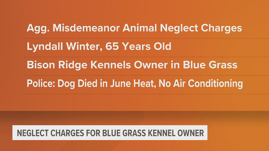 Blue Grass dog kennel owner faces animal neglect charges