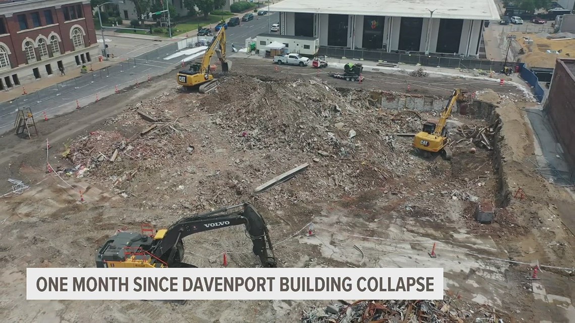 AERIAL VIEW: Site of Davenport building collapse one month later