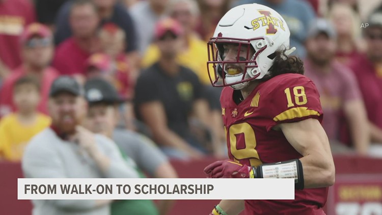 Iowa State walk-on football player earning sports scholarship